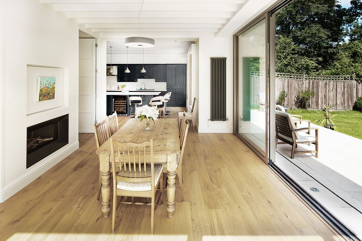 Dining room and kitchen of the Gatti House in UK