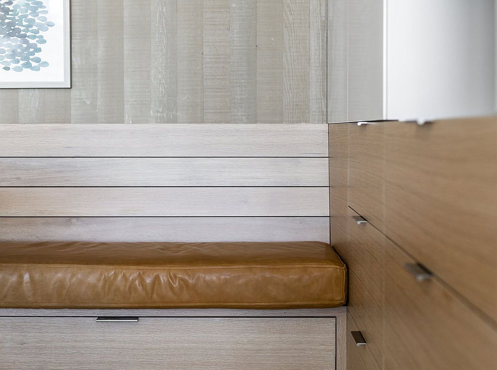 Natural wood and leather seating with storage and space-savvy design