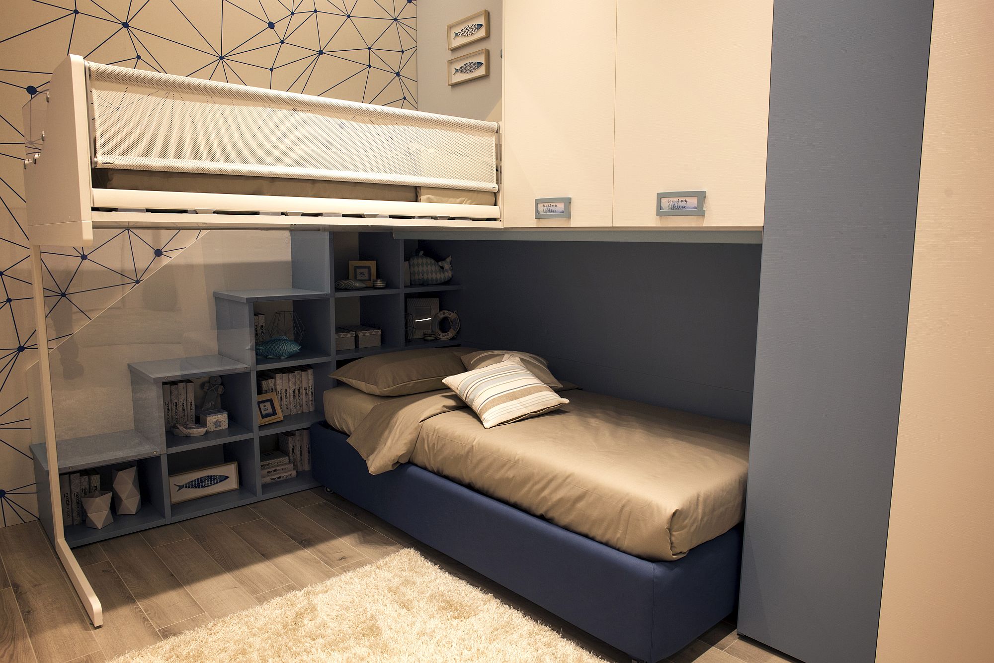 corner bunk beds with storage