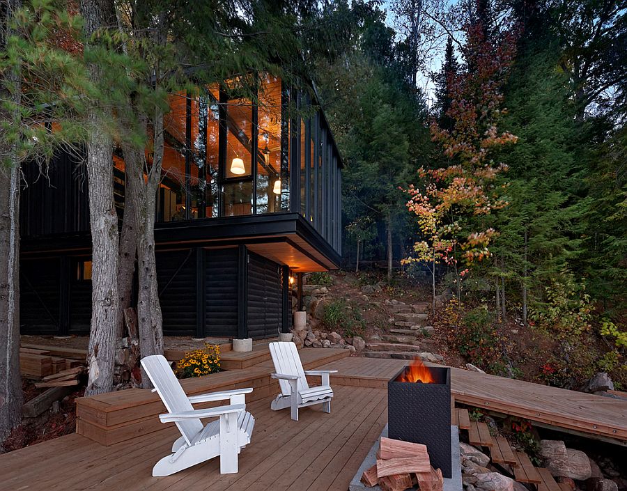 Outdoor-fireplace-deck-and-access-ramp-to-the-Boathouse-on-Kawagama-Lake