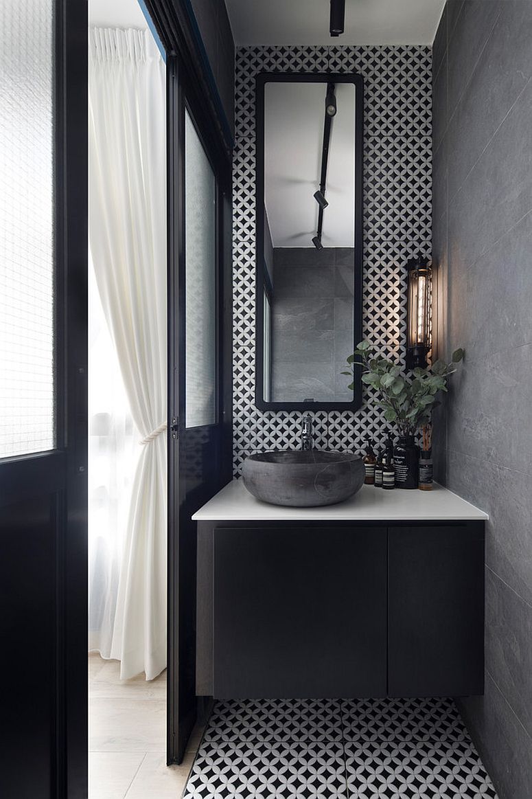 Small-Scandinavian-style-powder-room-in-gray-and-white