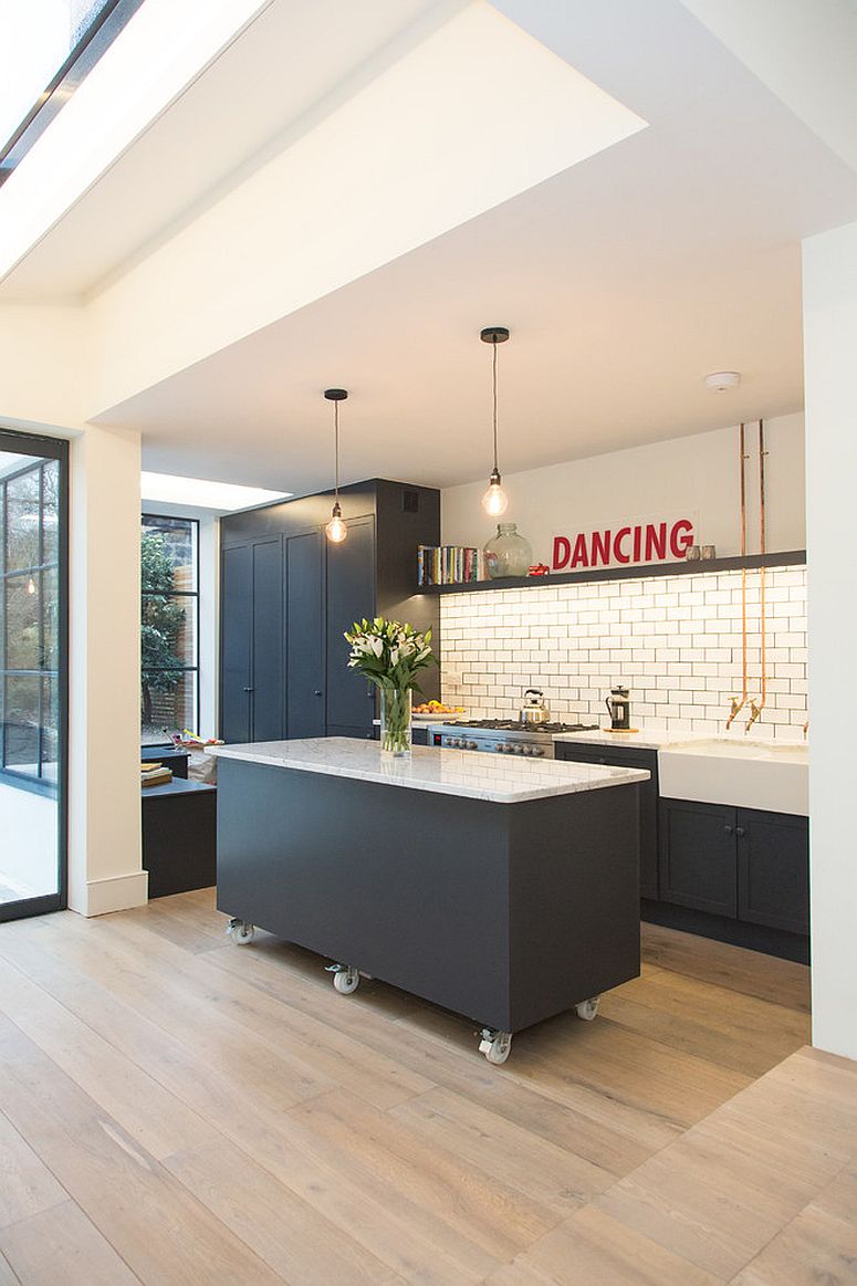 Modern industrial kitchen in black, white and gray