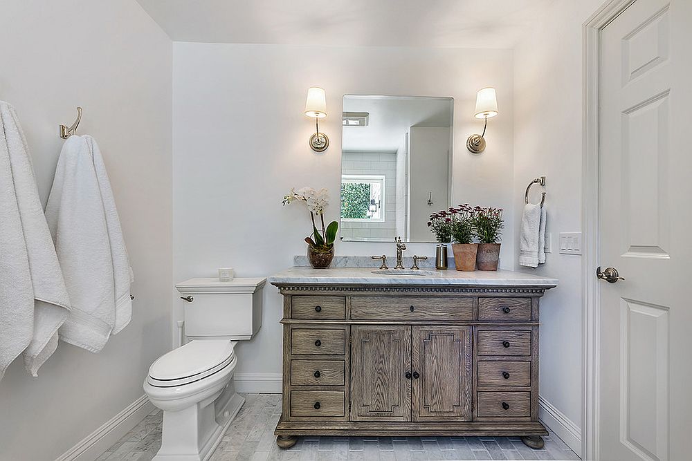 Vanity-in-distressed-finish-for-the-farmhouse-bathroom-in-white