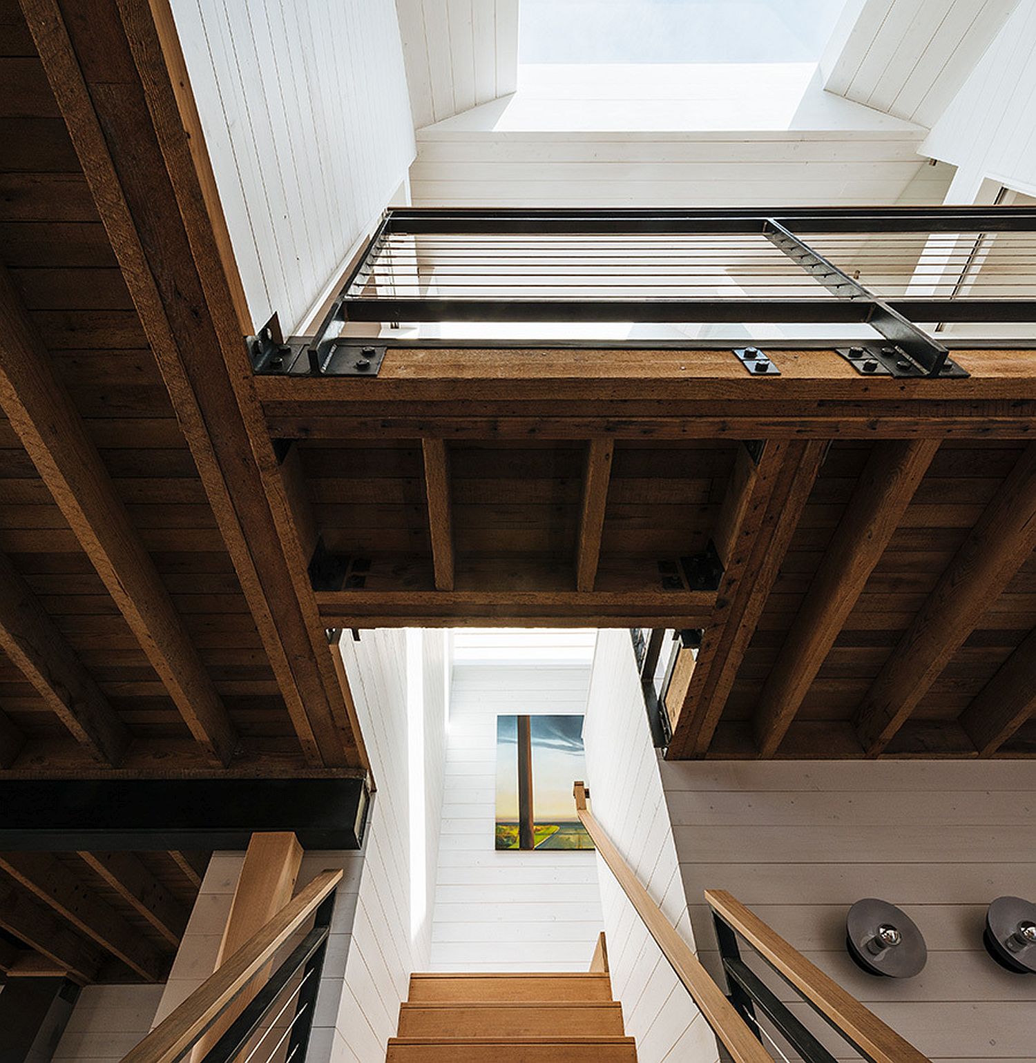 Wooden upper level of the house with bedrooms