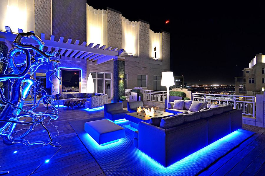 Attractive blue LED lighting for the modern deck