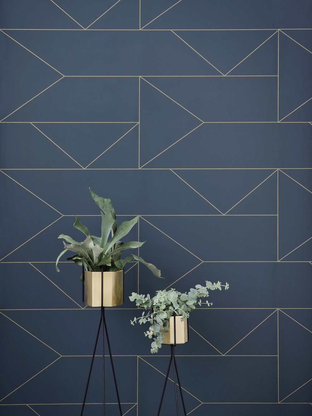 Blue geo wallpaper from ferm LIVING