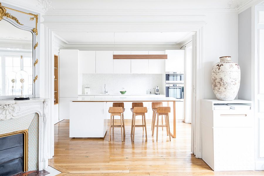 Delightful-white-and-wood-modern-kitchen-inside-smart-Paris-apartment