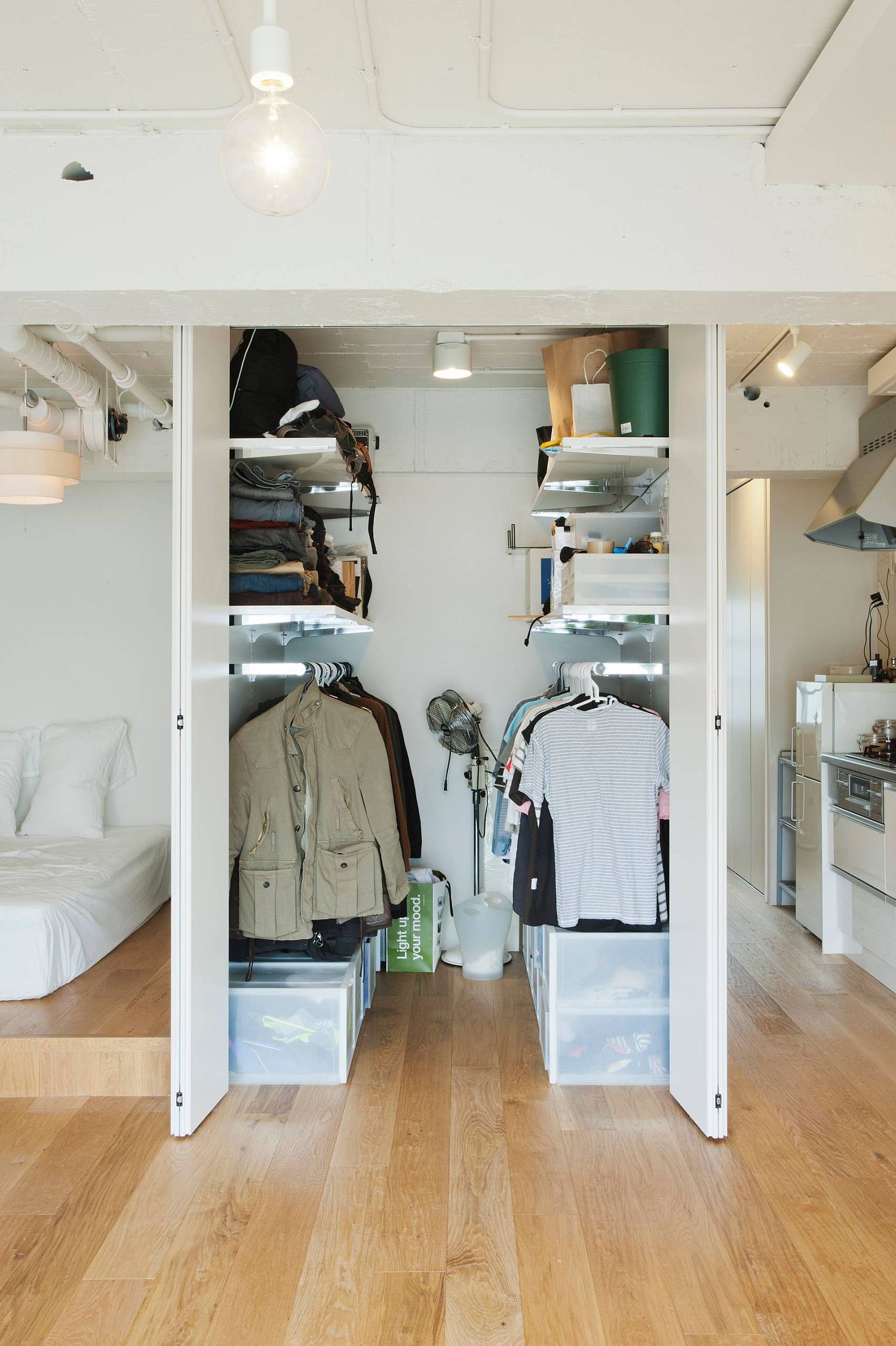 Even the tiniest space next to the bedroom can be turned into a closet