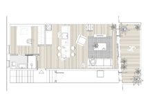 Floor-plan-of-the-tiny-Mezzanine-home-in-Barcelona-revamped-for-modern-living-217x155