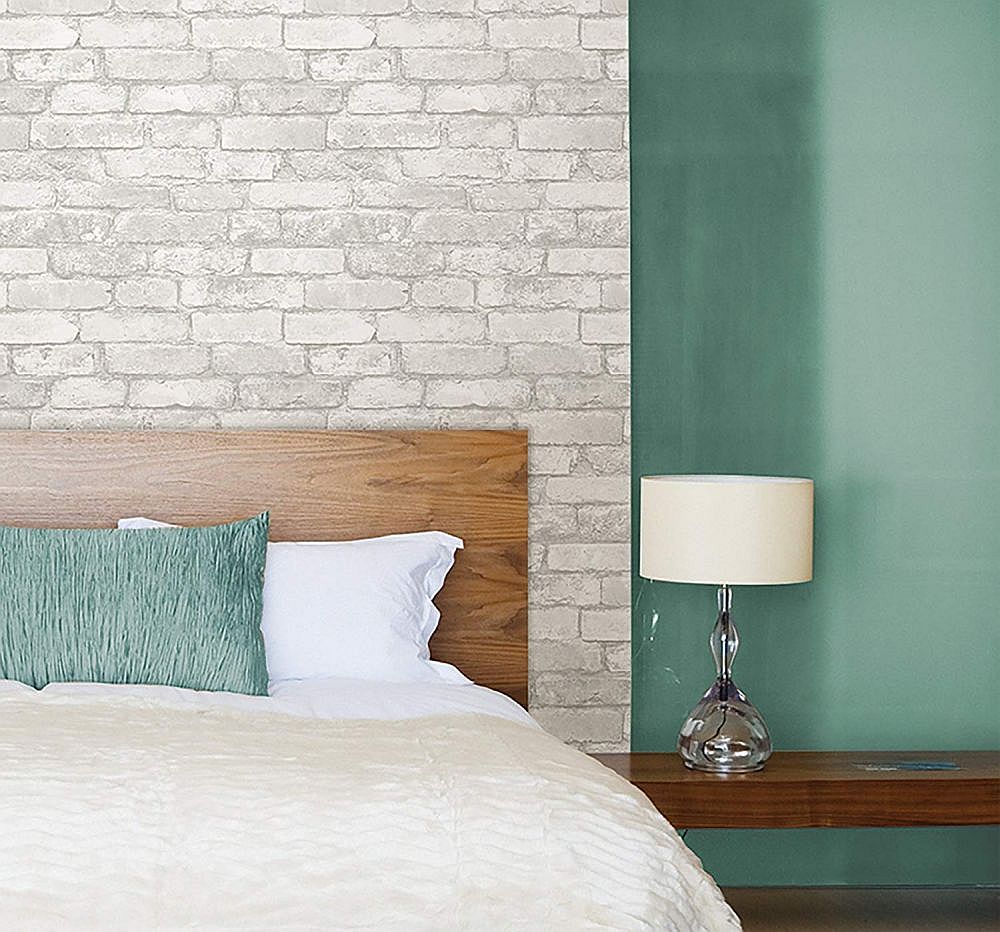 Lovely-brick-wallpaper-accent-wall-in-the-bedroom