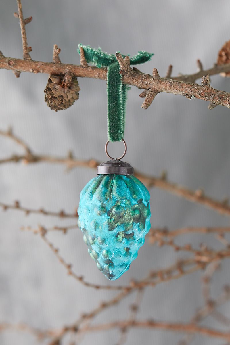 Teal pinecone ornament