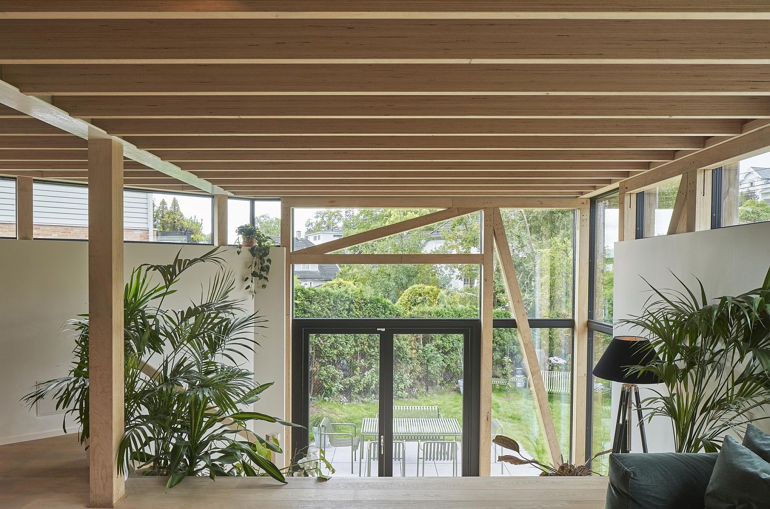 View of the deck outside and the garden from the living space