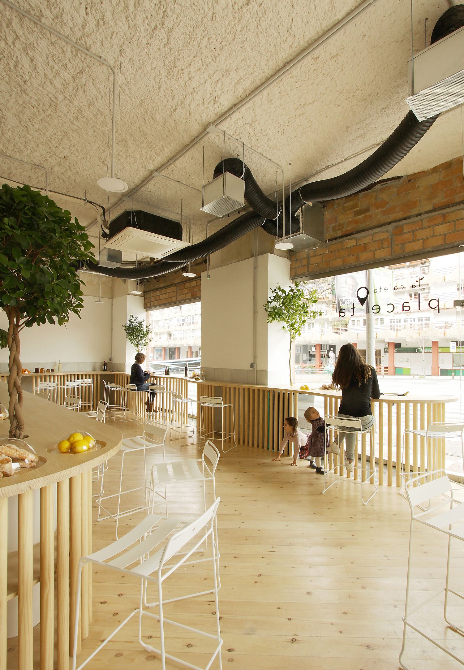 Adding greenery to the restored interior of the restaurant