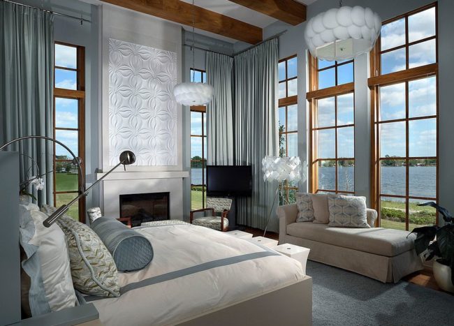 Ceiling Design Trends 20 Bedrooms With Ceiling Beams That Make A Bold   Ceiling Beams Of The Contemporary Bedroom Visually Complement The Window Frames 650x467 