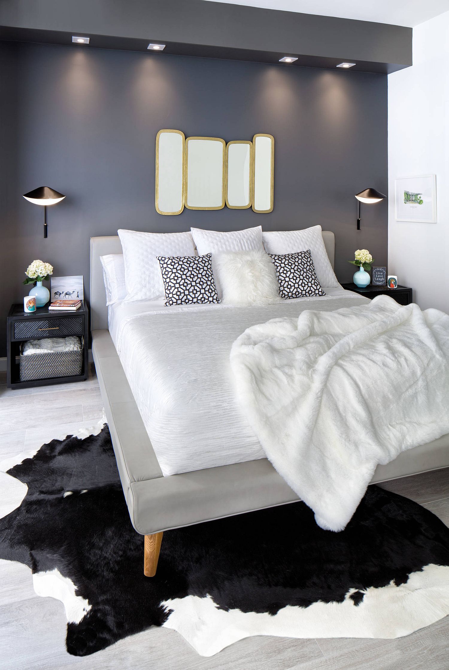 Custom-bedroom-with-space-savvy-design-and-a-dark-headboard-accent-wall
