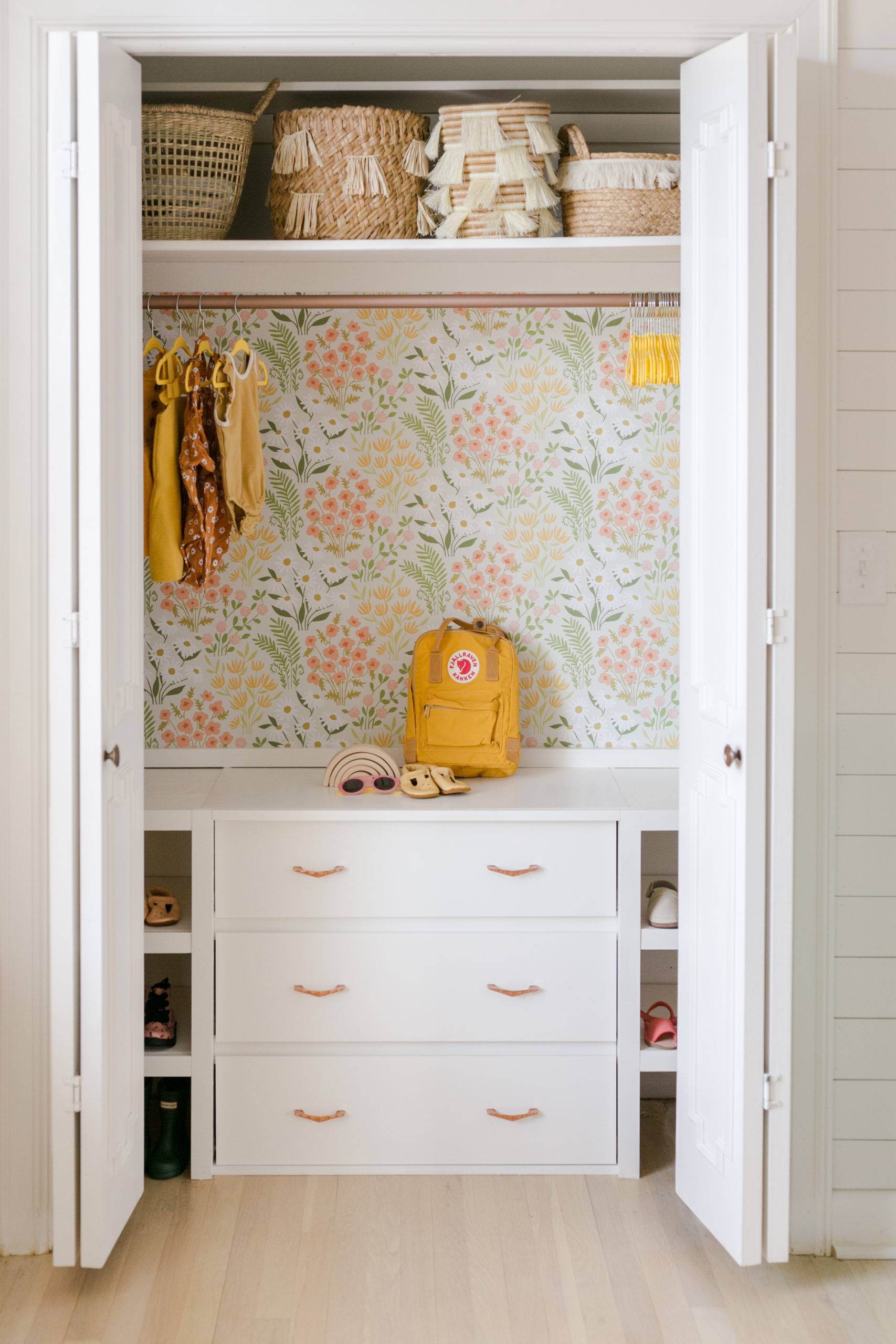 Custom kids' closet with drawers