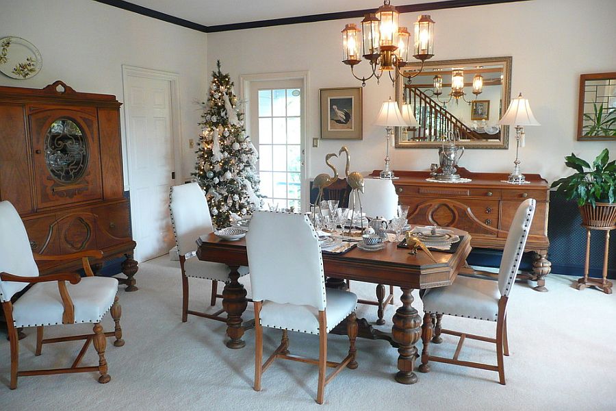 Decorate-the-dining-room-corner-with-a-snowy-Christmas-tree-as-you-head-into-the-Holiday-Season