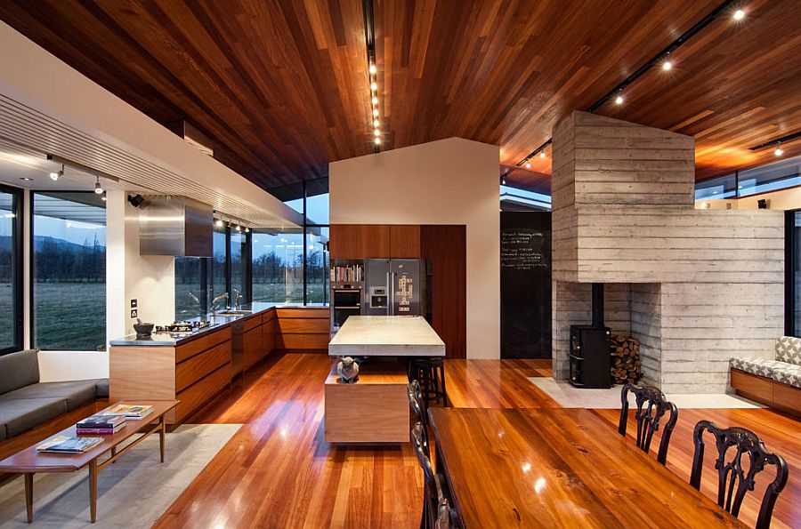Eucalyptus Saligna, concrete and glass shape the beautiful modern interior