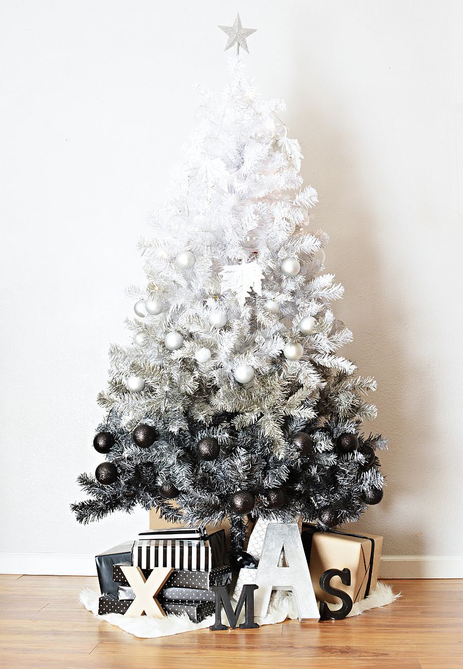 Black and white Christmas tree.
