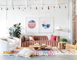 Eclectic Living Rooms with Brick Walls: Chic Confluence of Color and Pattern