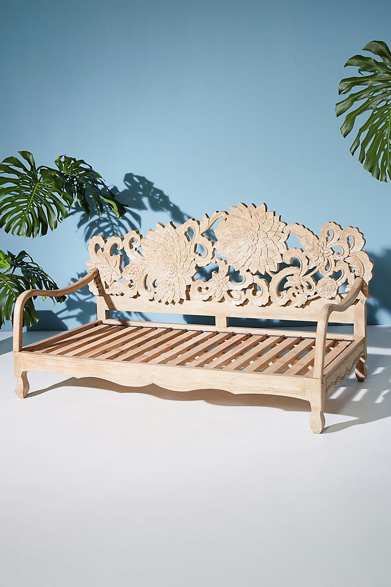 Handcarved wooden daybed from Anthropologie