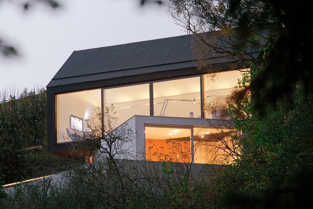 Hillside contemporary home with cantilevered box structure