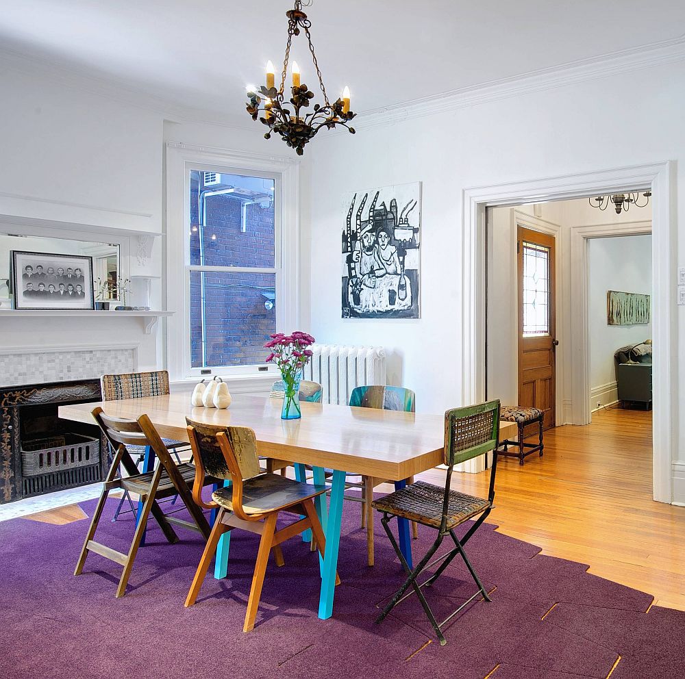 Lovely-purple-rug-adds-plenty-of-brightness-to-this-contemporary-dining-room-in-neutral-colors