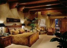 Modern-Mediterranean-style-bedroom-with-mellow-yellow-shade-and-wooden-beams-217x155