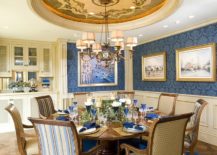 Round-and-blue-rug-in-the-classic-beach-style-dining-room-complements-other-hues-and-patterns-in-the-space-217x155