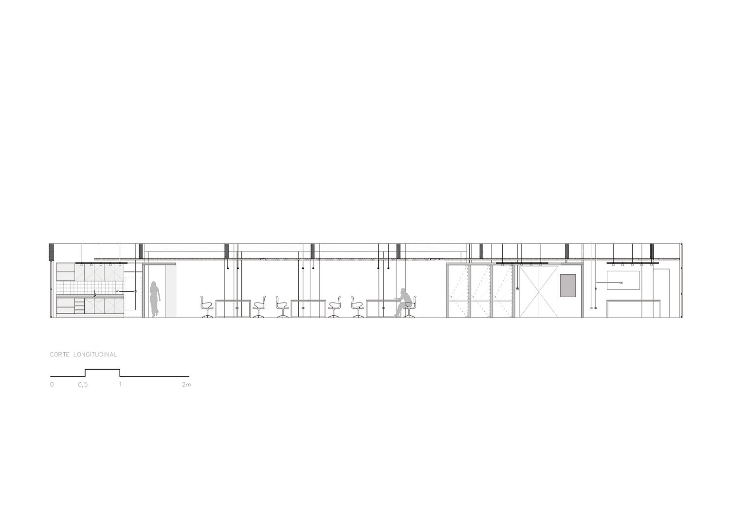 Sectional view of the office workspace design