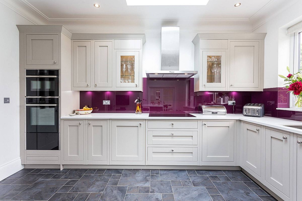 Sizzling splash of aubergine for the modern white kitchen