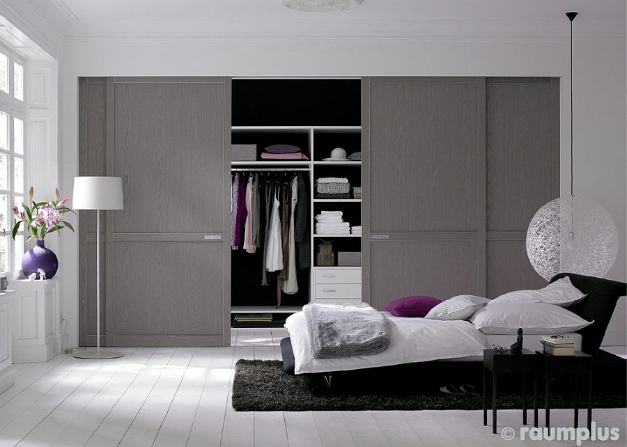 Sliding doors save space in the small bedroom