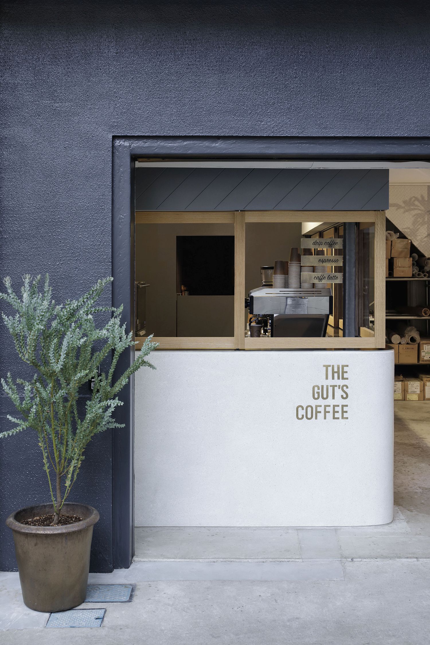 Street facade of the Guts' Coffee Shop in Japan