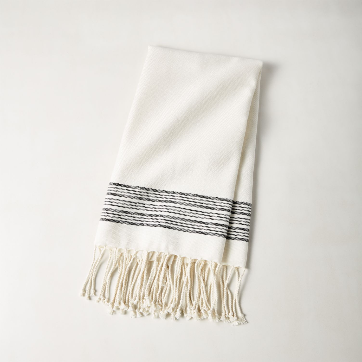 Striped cream hand towel