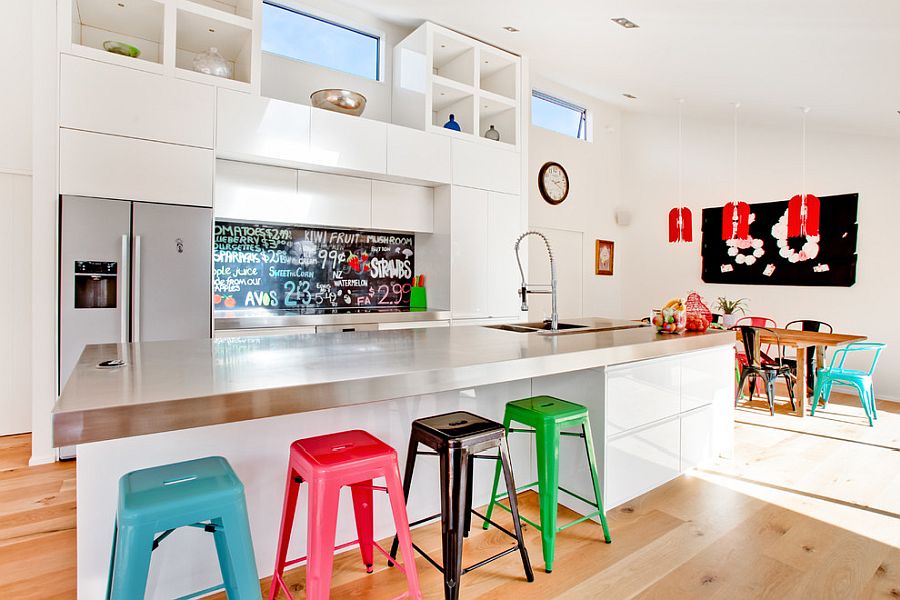 Think beyond just color for the brilliant back-painted kitchen backsplash