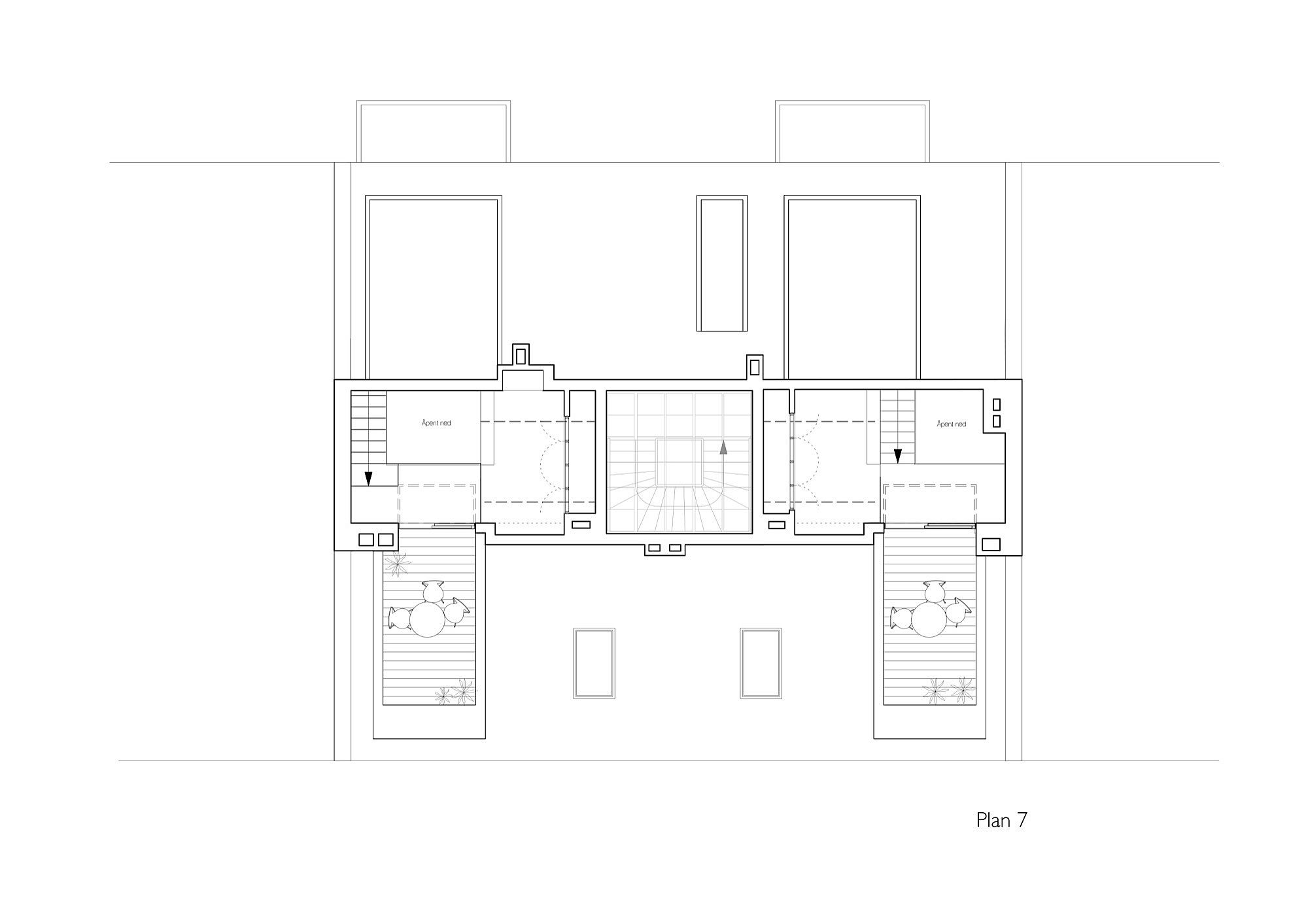 Upper level floor plan of the apartments