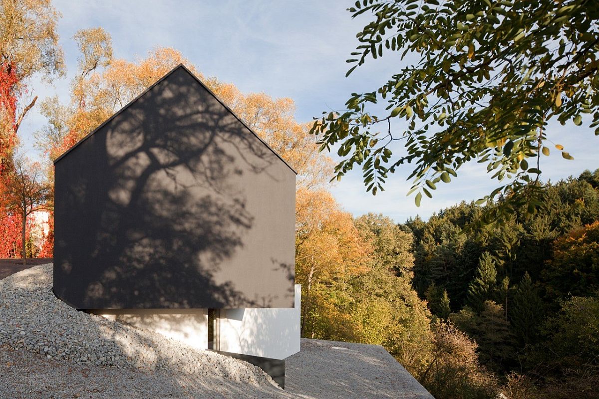 View from the side of the twin box structures that make up the Studio House