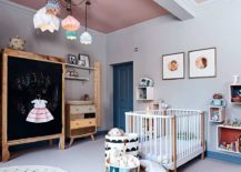 Wood-chalkboard-paint-and-a-crisp-neutral-backdrop-shape-this-eclectic-nursery-217x155