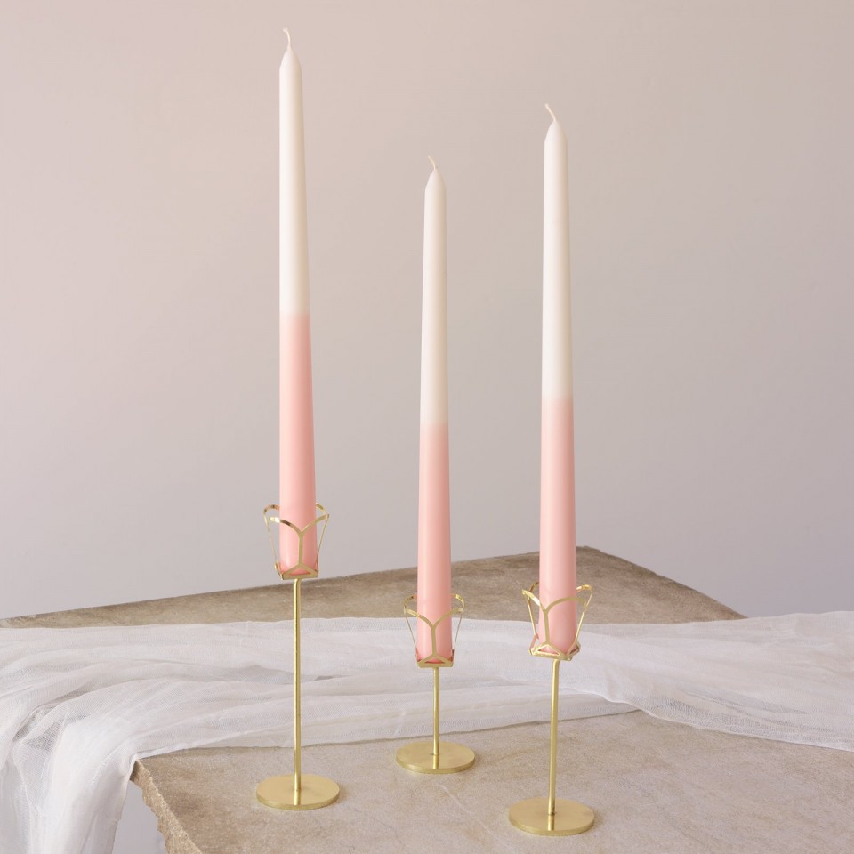 Blush ombre taper candles