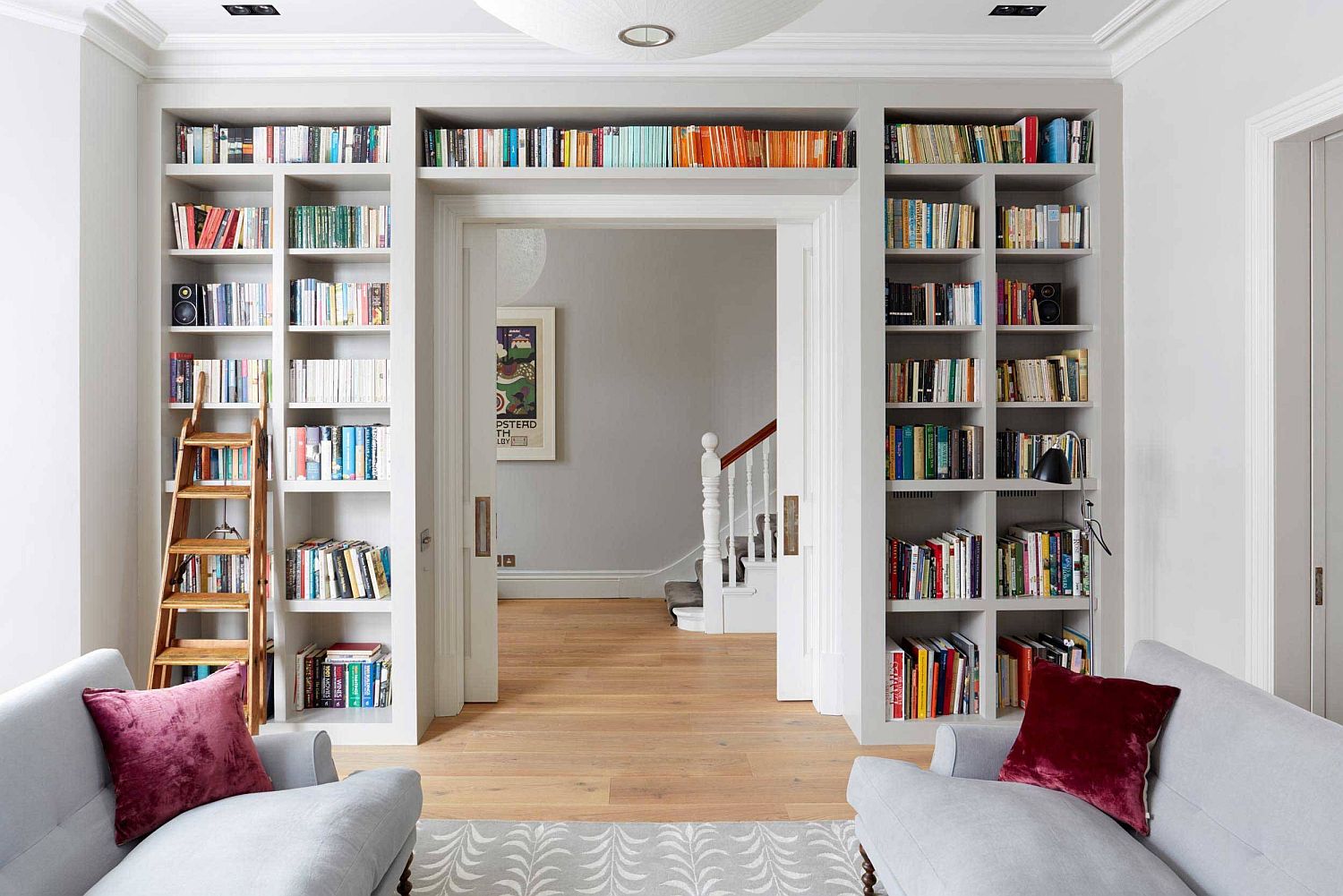 built-in bookshelves living room