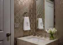 Corner-stone-vanity-for-the-tiny-bathroom-that-has-wallpapered-backdrop-217x155