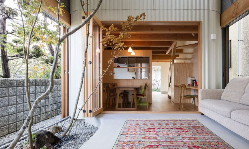 Japanese Home on Narrow Lot Embraces Greenery with an Indoor Dry Garden