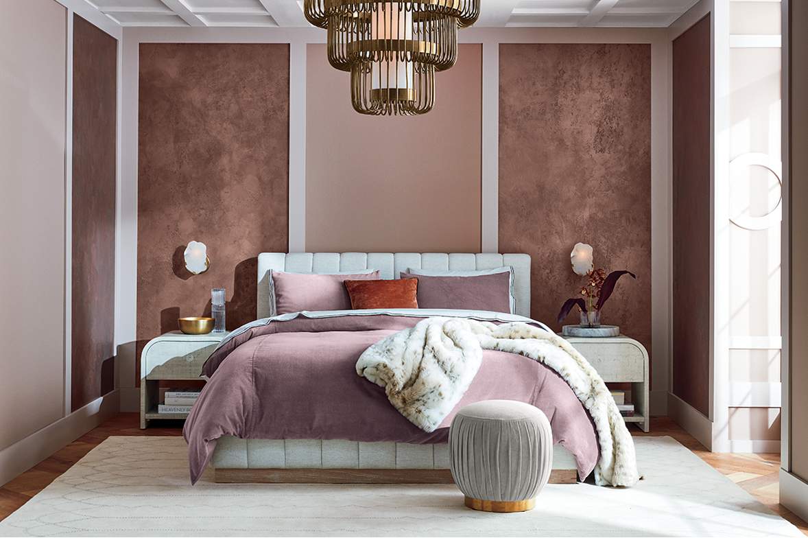 Dusty pink bedroom from CB2