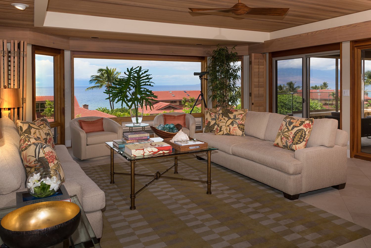 tropical harbor style living room