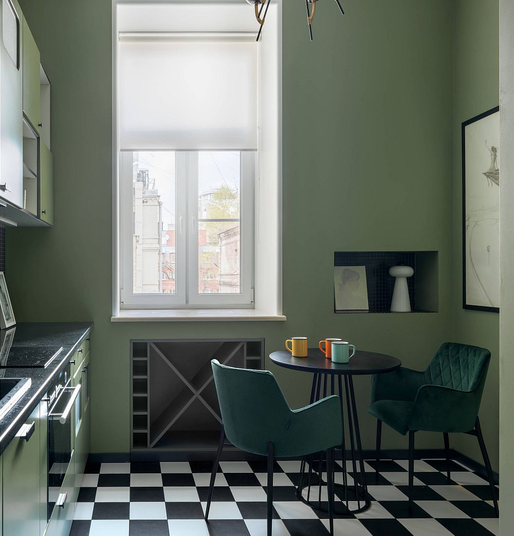 Eclectic-kitchen-in-green-for-the-small-urban-Moscow-apartment