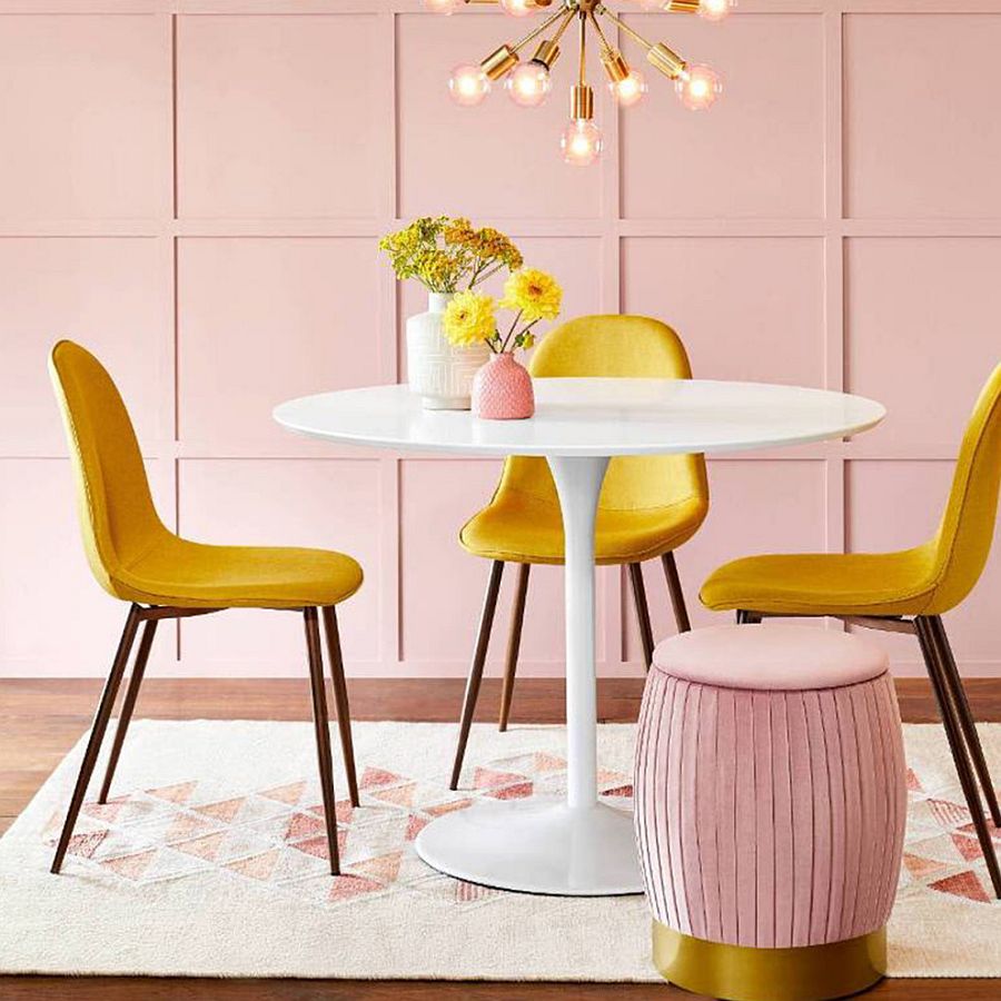 light pink dining room