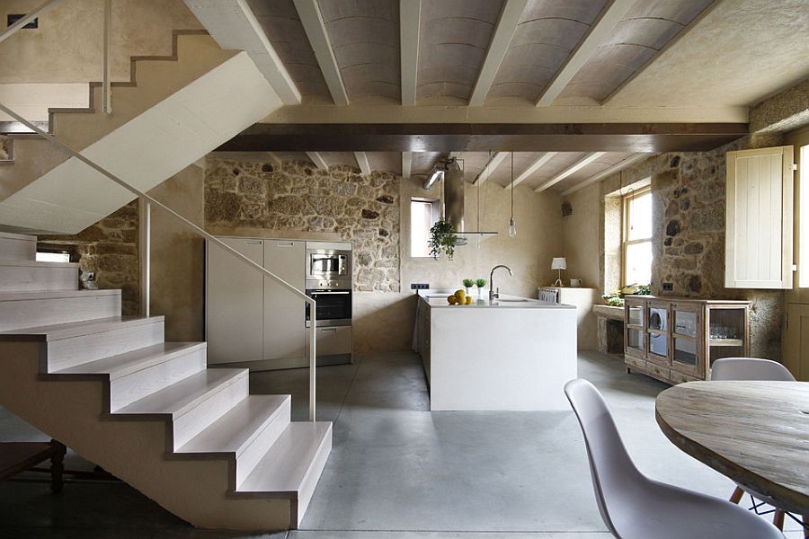 Lower-level-open-plan-living-area-with-stone-walls
