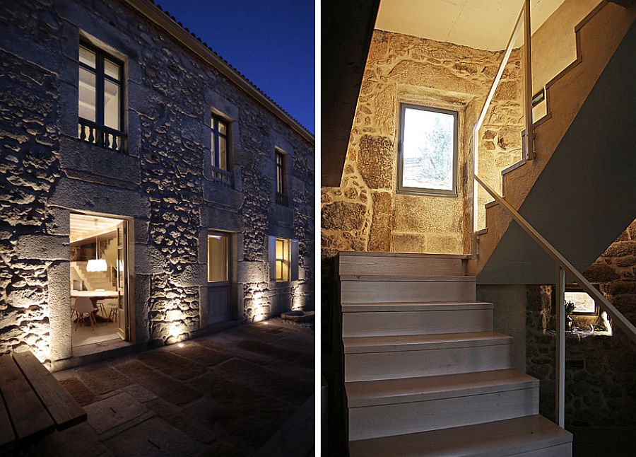 Reclaimed stone shapes both the interior and exterior of the house