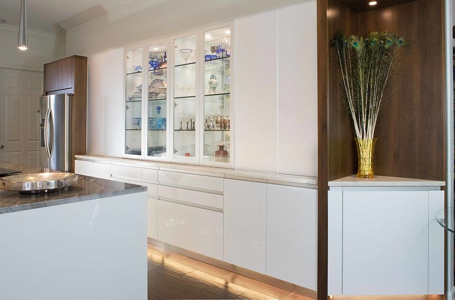 Strip LED lights bring understated class to the kitchen in white