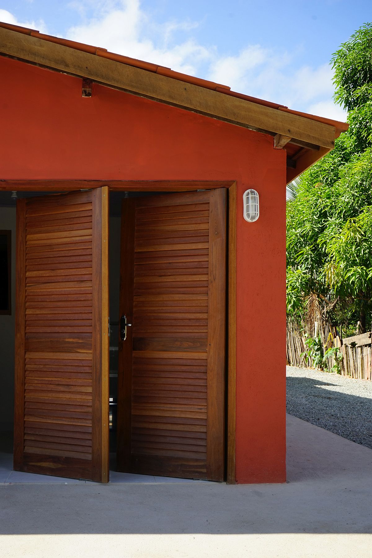 Wooden shutters coupled with earthen nd ceramic finishes